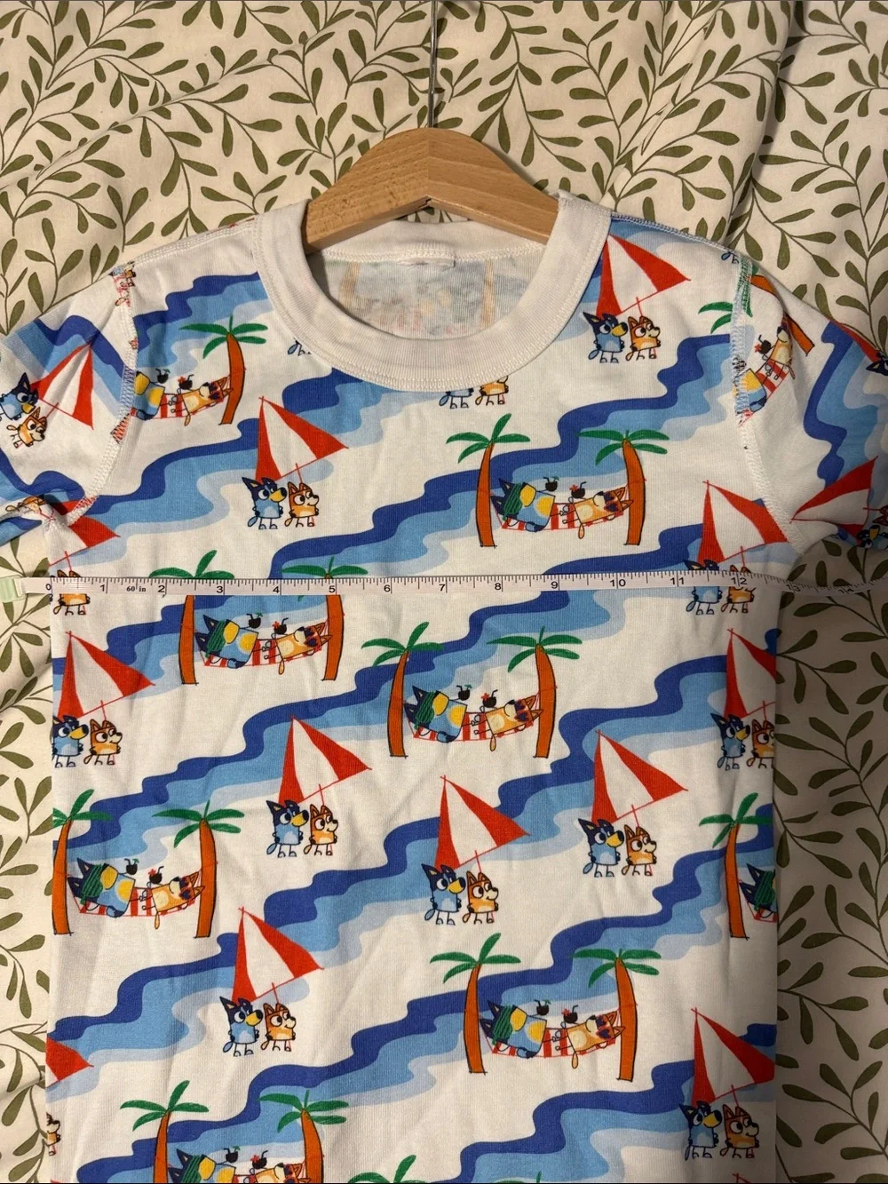 Hanna Andersson White Bluey Pajamas with Blue Waves and Red Sailboats
